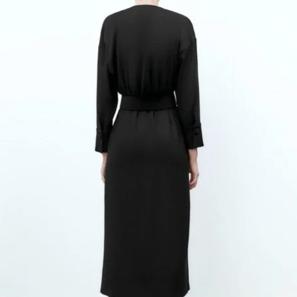 Zara Black Midi Dress with Belt - Picture 3 of 6